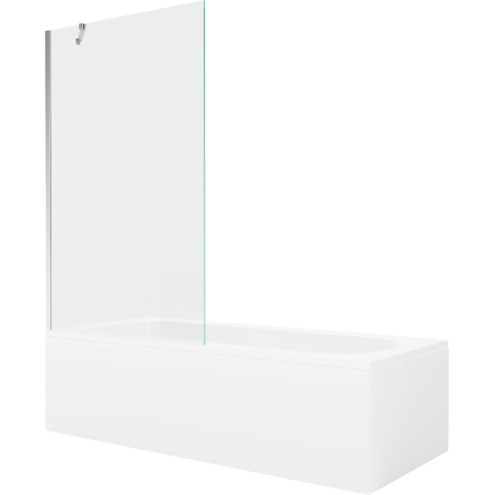 Mexen Vega rectangular bathtub 160 x 70 cm with casing and single-pane screen 100 cm, transparent, chrome - 550116070X9510000001