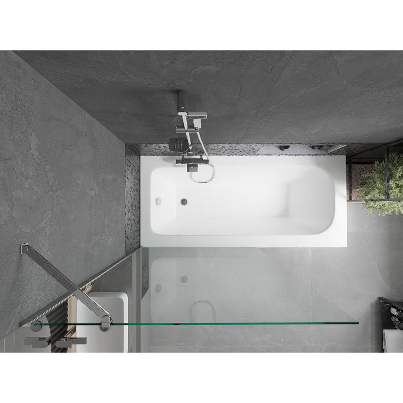 Mexen Vega rectangular bathtub 160 x 70 cm with enclosure and 1-wing screen 100 cm, transparent, chrome - 550116070X9510000001