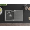 Mexen Cesar granite kitchen sink 1-bowl with drainer and Flora kitchen faucet, gray - 6514-71-670401-07