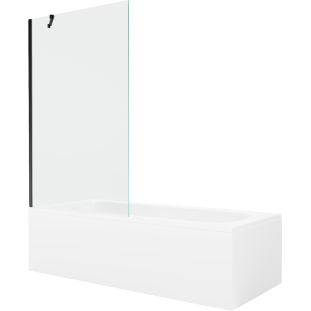 Mexen Vega rectangular bathtub 160 x 70 cm with casing and 1-wing screen 100 cm, transparent, black - 550116070X9510000070