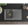 Mexen Cesar 1-bowl granite sink with drainer and Flora kitchen faucet, gray - 6514-71-670401-57-G