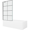 Mexen Vega 160 x 70 cm rectangular bathtub with panels and a 1-wing screen 100 cm, black pattern - 550116070X9510007077