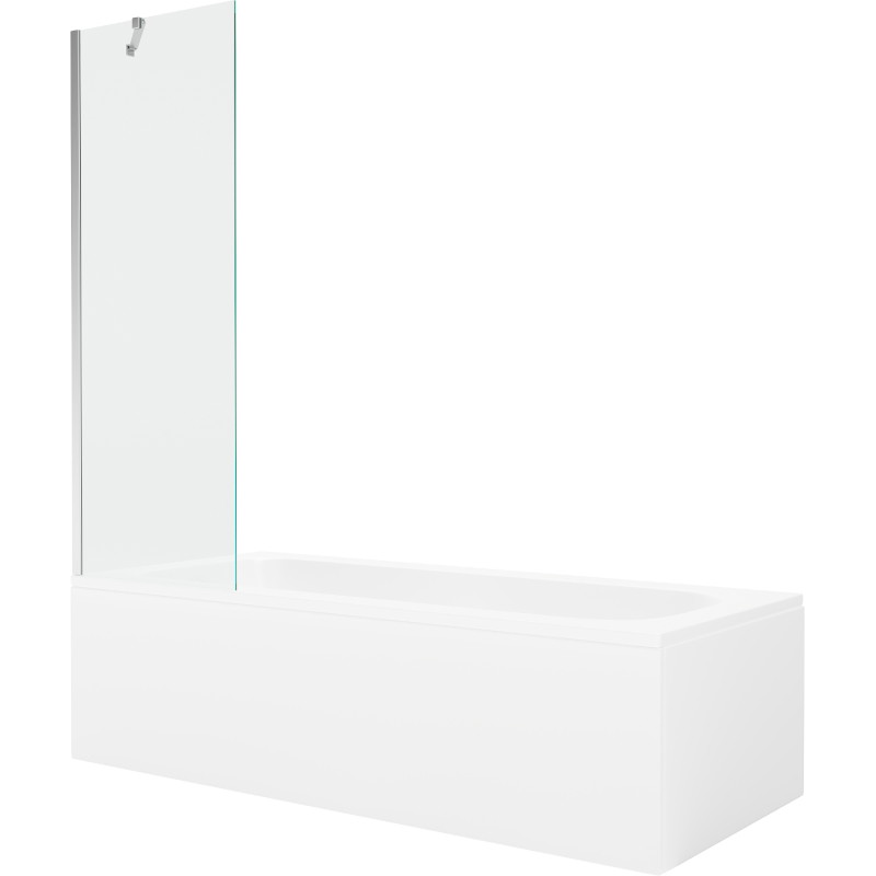 Mexen Vega rectangular bathtub 170 x 70 cm with casing and 1-wing screen 60 cm, transparent, chrome - 550117070X9506000001