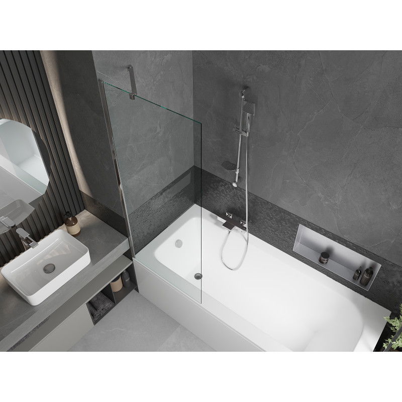 Mexen Vega rectangular bath 170 x 70 cm with enclosure and 1-panel screen 70 cm, transparent, chrome - 550117070X9507000001