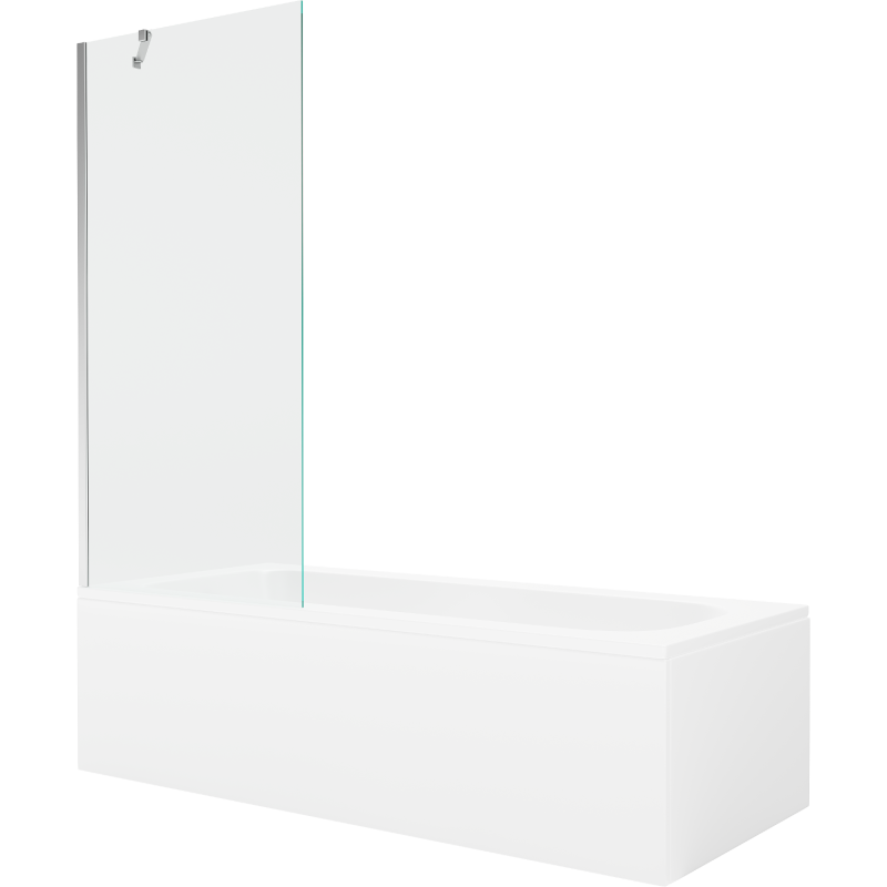 Mexen Vega 170 x 70 cm rectangular bathtub with panels and a 1-wing screen 80 cm, transparent, chrome - 550117070X9508000001