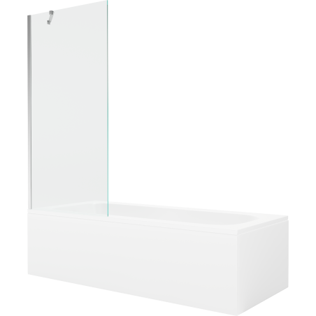Mexen Vega rectangular bathtub 170 x 70 cm with enclosure and 1-wing screen 80 cm, transparent, chrome - 550117070X9508000001