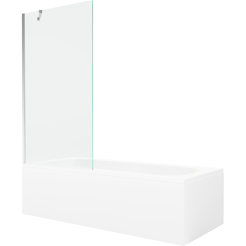 Mexen Vega 170 x 70 cm rectangular bathtub with panels and a 1-wing screen 90 cm, transparent, chrome - 550117070X9509000001