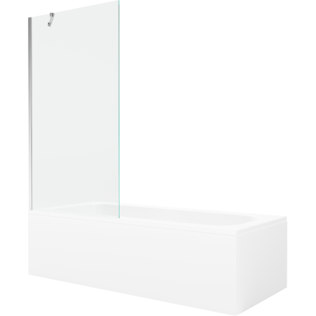 Mexen Vega rectangular bathtub 170 x 70 cm with enclosure and 1-leaf screen 90 cm, transparent, chrome - 550117070X9509000001