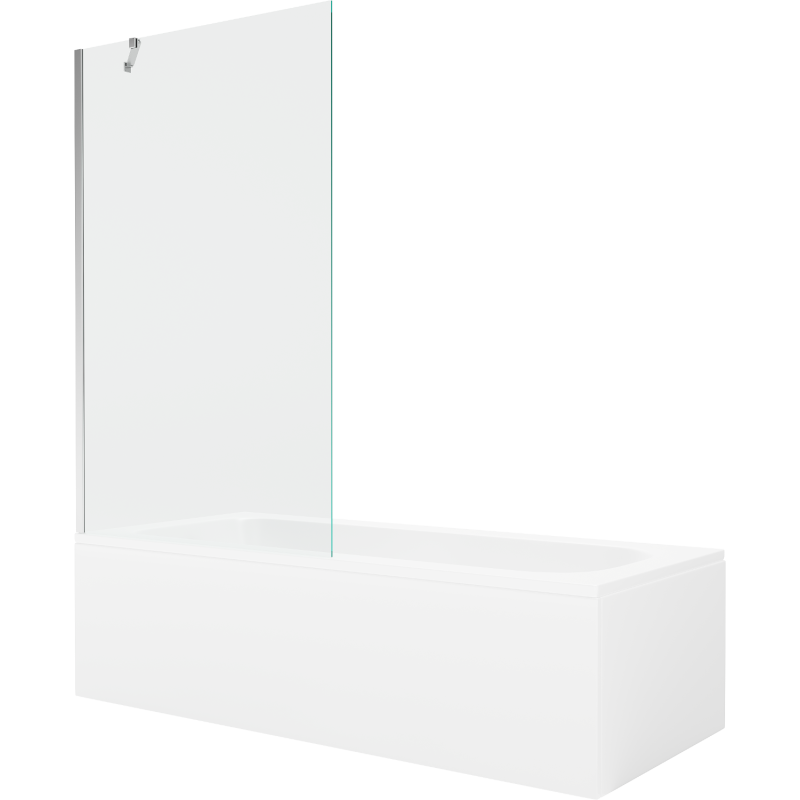 Mexen Vega rectangular bathtub 170 x 70 cm with casing and 1-wing screen 100 cm, transparent, chrome - 550117070X9510000001