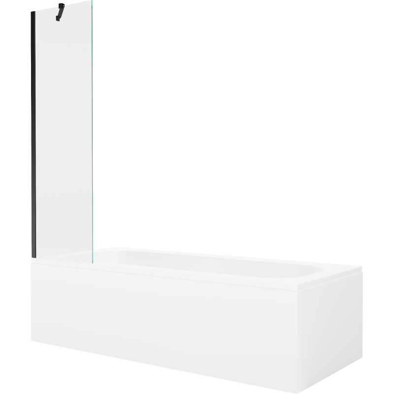 Mexen Vega 170 x 70 cm rectangular bathtub with panels and a 1-wing screen 50 cm, transparent, black - 550117070X9505000070