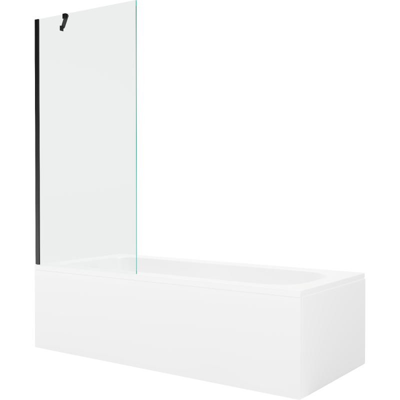 Mexen Vega 170 x 70 cm rectangular bathtub with panels and a 1-wing screen 80 cm, transparent, black - 550117070X9508000070