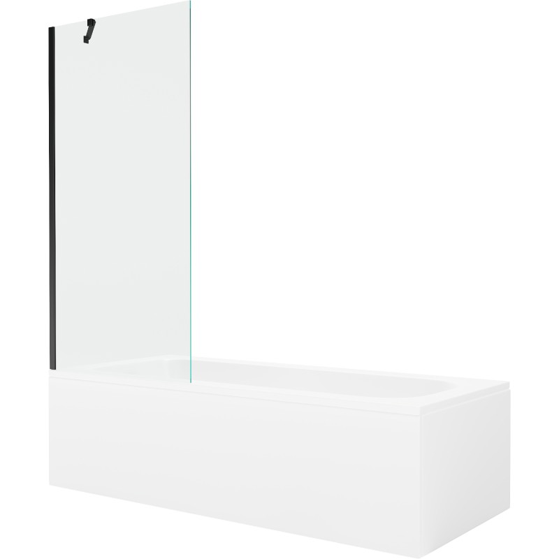 Mexen Vega rectangular bathtub 170 x 70 cm with casing and 1-wing screen 80 cm, transparent, black - 550117070X9508000070