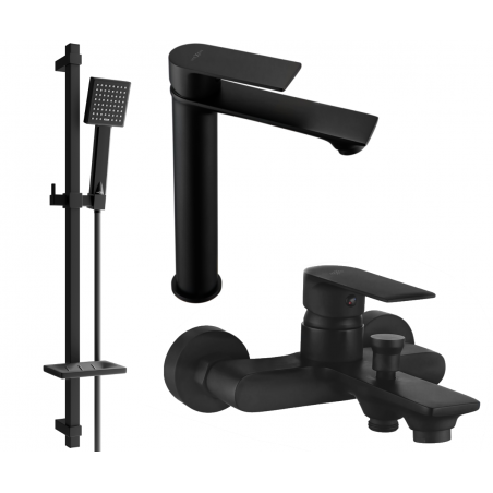Mexen Royo DQ45 bathtub set, Black - 72213DQ45-70