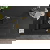 Mexen Cesar 1-compartment granite sink with a drip tray and kitchen mixer tap Flora, Black - 6514-77-670401-57-G