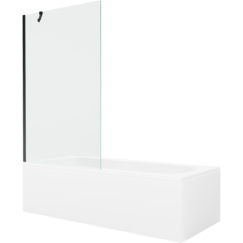 Mexen Vega 170 x 70 cm rectangular bathtub with panels and a 1-wing screen 100 cm, transparent, black - 550117070X9510000070