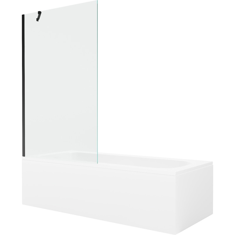 Mexen Vega rectangular bathtub 170 x 70 cm with housing and 1-wing screen 100 cm, transparent, black - 550117070X9510000070