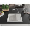 Mexen Enzo 1-bowl granite sink with drainer and kitchen faucet Flora, white - 6506-20-670401-02