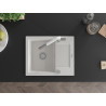 Mexen Enzo 1-bowl granite sink with drainer and kitchen faucet Flora, white - 6506-20-670401-02