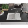 Mexen Enzo 1-bowl granite sink with drainer and Flora kitchen tap, white - 6506-20-670401-06