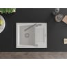 Mexen Enzo granite kitchen sink single-bowl with drainer and Flora kitchen faucet, white - 6506-20-670401-06