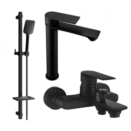 Mexen Royo DQ62 bathtub set, Black - 72213DQ62-70