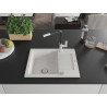Mexen Enzo granite sink 1-bowl with drainer and kitchen faucet Flora, white - 6506-20-670401-07