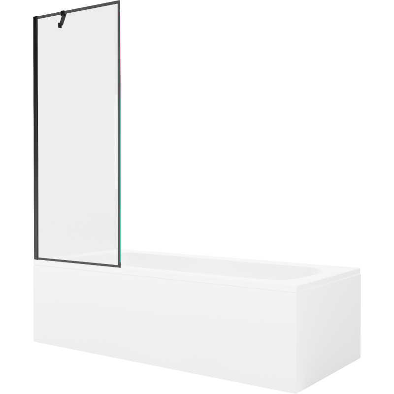 Mexen Vega 170 x 70 cm rectangular bathtub with panels and a 1-wing screen 70 cm, black pattern - 550117070X9507007070