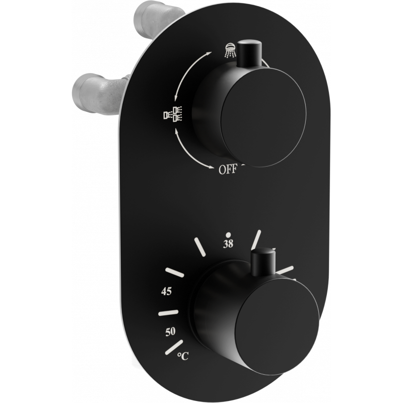 Mexen Kai thermostatic bath-shower faucet 3-way, black - 77602-70