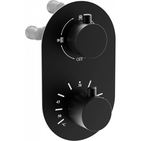 Mexen Kai thermostatic bath-shower faucet 3-outlet, black - 77602-70