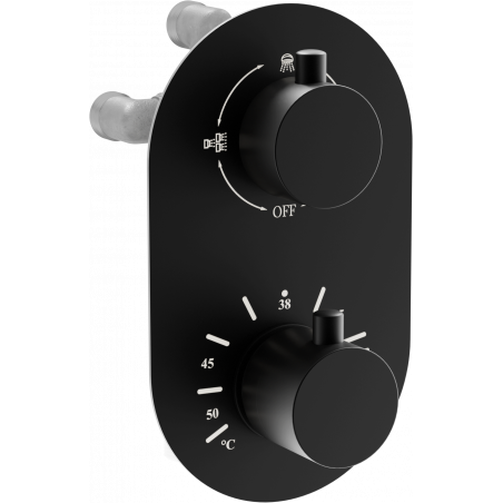 Mexen Kai thermostatic bath-shower faucet 3-way, black - 77602-70