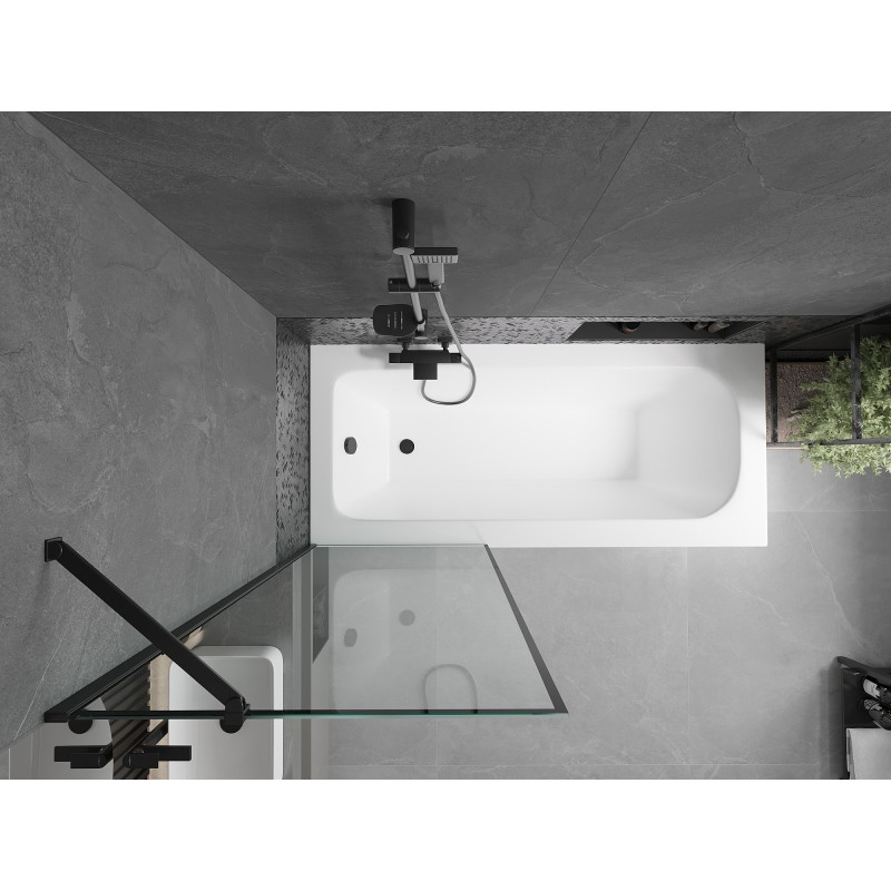 Mexen Vega rectangular bathtub 170 x 70 cm with housing and 1-wing screen 70 cm, black pattern - 550117070X9507007070