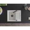 Mexen Enzo granite kitchen sink 1-bowl with drainer and Flora kitchen tap, white - 6506-20-670401-57-B