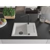 Mexen Enzo granite sink 1-bowl with drainer and Flora kitchen tap, white - 6506-20-670401-70-B