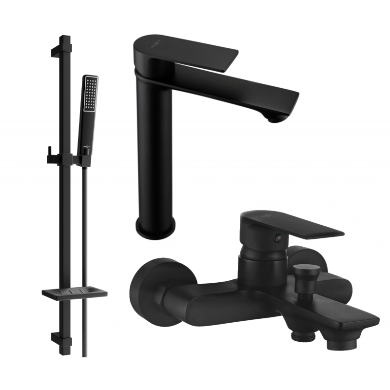 Mexen Royo DQ72 bathtub set, Black - 72213DQ72-70
