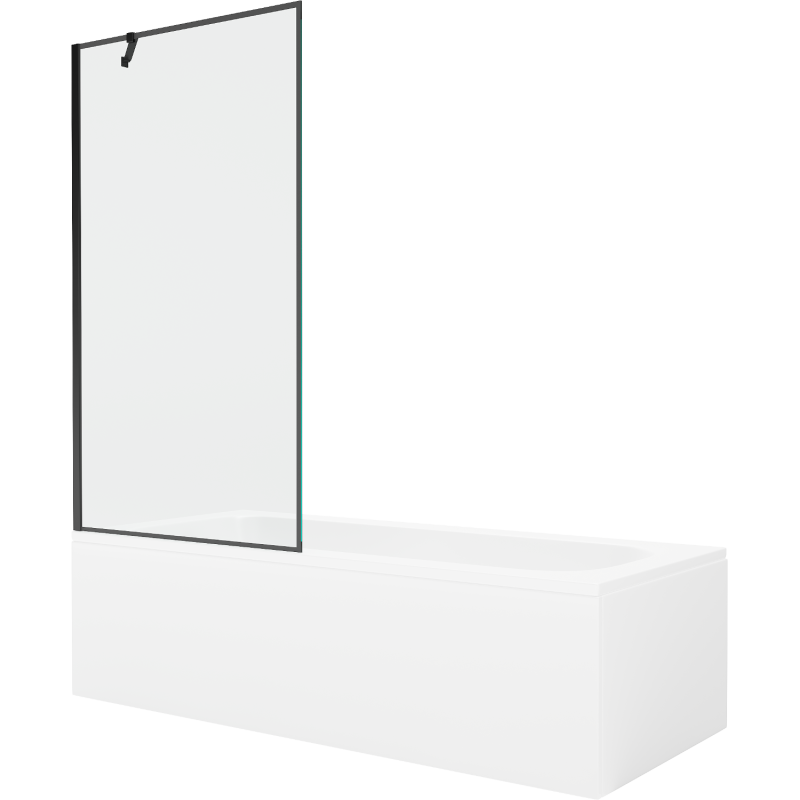 Mexen Vega 170 x 70 cm rectangular bathtub with panels and a 1-wing screen 90 cm, black pattern - 550117070X9509007070
