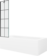 Mexen Vega rectangular bathtub 170 x 70 cm with casing and single-leaf screen 50 cm, black pattern - 550117077X9505007077