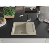 Mexen Enzo granite kitchen sink single-bowl with drainer and Flora kitchen faucet, beige - 6506-69-670401-07