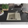 Mexen Enzo granite kitchen sink 1-bowl with drainer and Flora kitchen tap, beige - 6506-69-670401-07-B