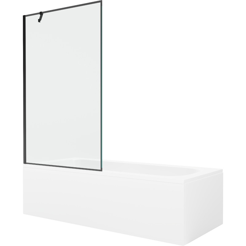 Mexen Vega rectangular bathtub 170 x 70 cm with enclosure and 1-wing screen 100 cm, black pattern - 550117070X9510007070