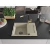 Mexen Enzo granite kitchen sink 1-bowl with drainer and Flora kitchen tap, beige - 6506-69-670401-57-B