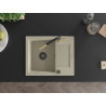 Mexen Enzo 1-bowl granite sink with drainer and Flora kitchen faucet, beige - 6506-69-670401-57-B