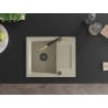 Mexen Enzo granite kitchen sink 1-bowl with drainer and Flora kitchen tap, beige - 6506-69-670401-57-B