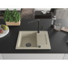 Mexen Enzo 1-bowl granite kitchen sink with drainer and Flora faucet, beige - 6506-69-670401-70-B