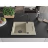 Mexen Enzo granite single-bowl sink with drainer and Flora kitchen faucet, beige - 6506-69-670401-70-B