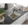 Mexen Enzo single-bowl granite sink with drainer and Flora kitchen tap, beige - 6506-69-670401-70-B
