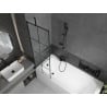 Mexen Vega rectangular bath 170 x 70 cm with enclosure and 1-wing screen 60 cm, black pattern - 550117077X9506007077