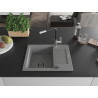Mexen Enzo 1-Bowl Granite Kitchen Sink with Drainer and Flora Tap, Gray - 6506-71-670401-07-B