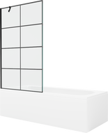 Mexen Vega 170 x 70 cm rectangular bathtub with panels and a 1-wing screen 100 cm, black pattern - 550117077X9510007077