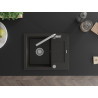 Mexen Enzo granite kitchen sink 1-bowl with drainer and Flora kitchen faucet, black/gold metallic - 6506-75-670401-00