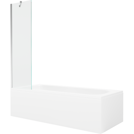 Mexen Vega rectangular bathtub 180 x 80 cm with casing and 1-wing 50 cm screen, transparent, chrome - 550118080X9505000001